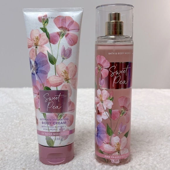 🎉HP🎉 Bath & Body Works "Sweet Pea" Body Creme + Fine Fragrance Mist - Picture 1 of 9
